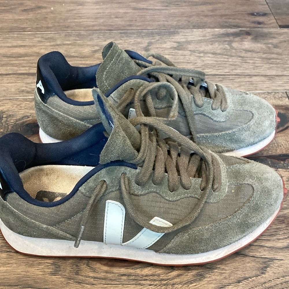 Veja Olive Green Suede Sneakers